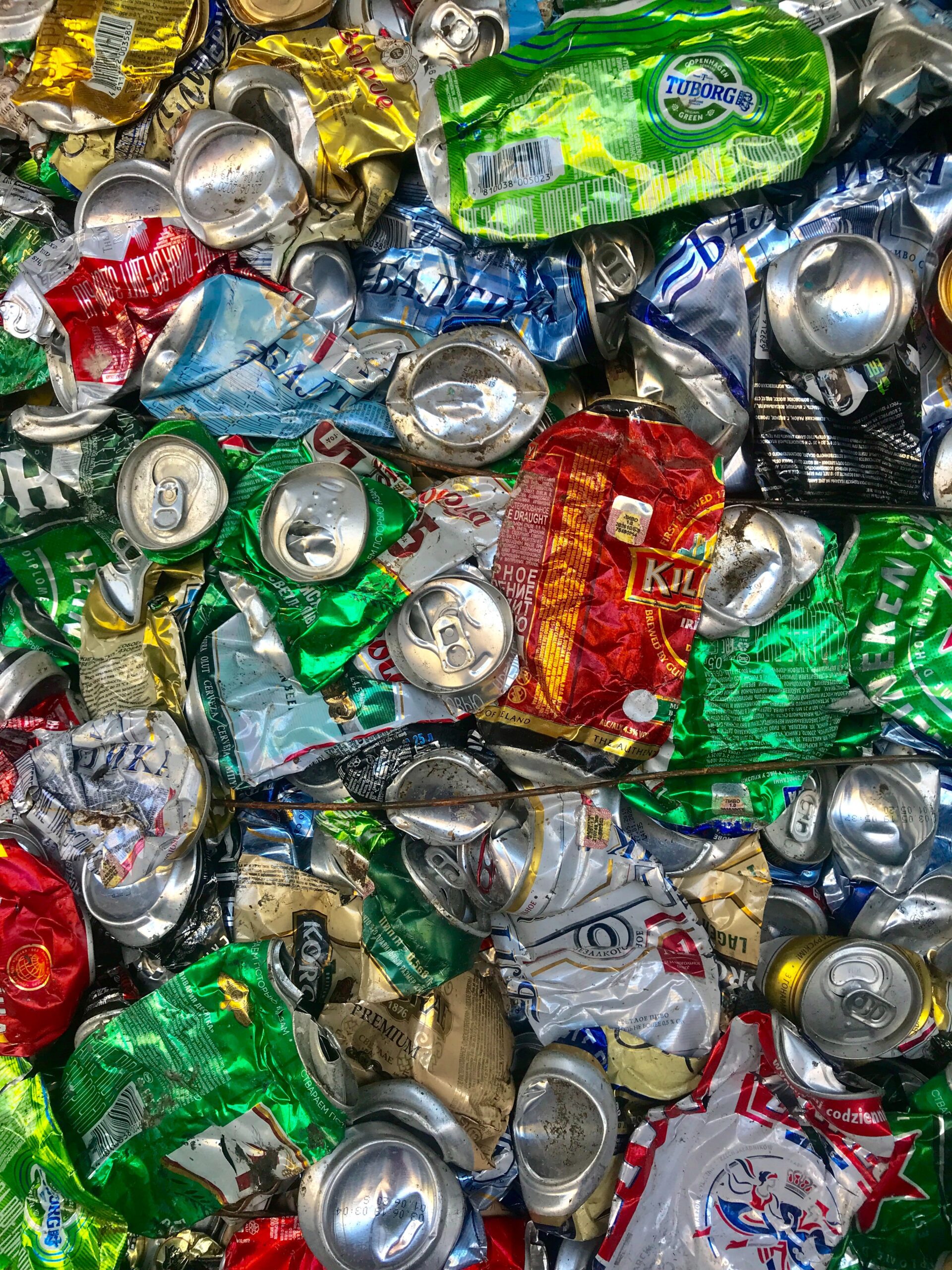 Pile of aluminum cans